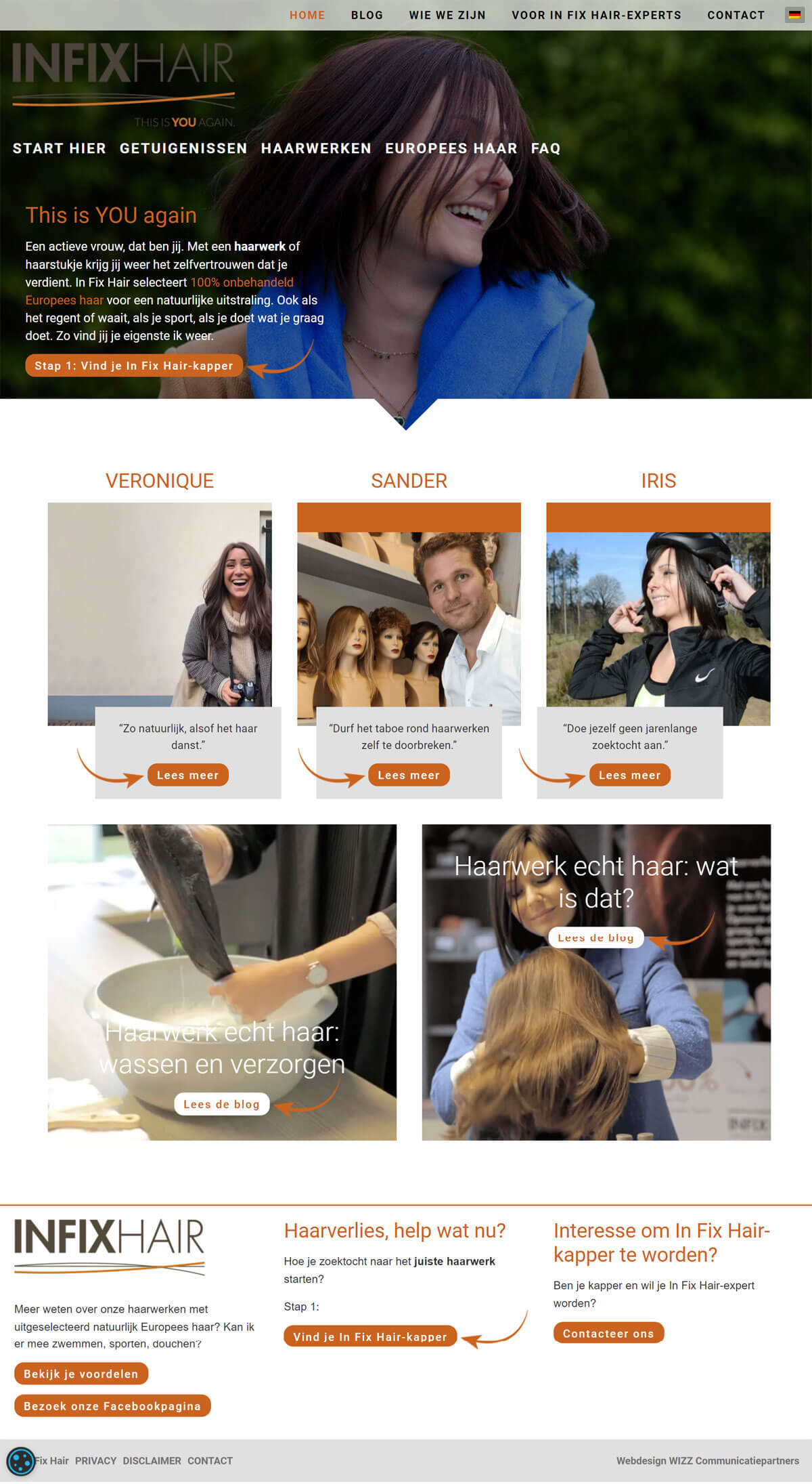 Homepagina website In Fix Hair in Lichtaart, Kasterlee